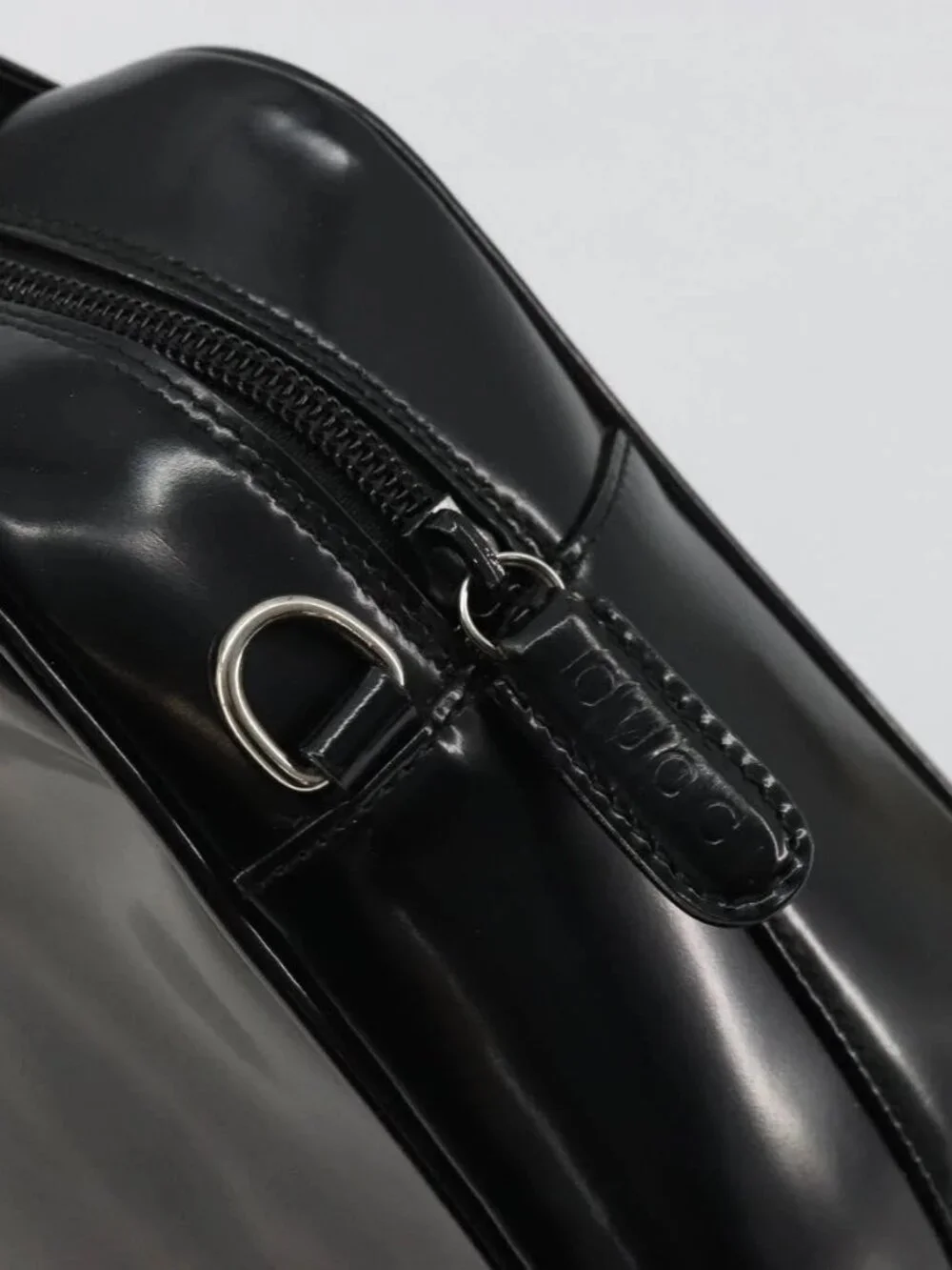 GUCCI Hand Bag Patent leather Black Silver 000 2058 0505 Auth 175262